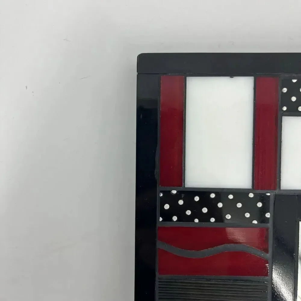 Mark Lewanski Mosaic Mirror Italianate Studio Art Glass Wall Decor Red Black